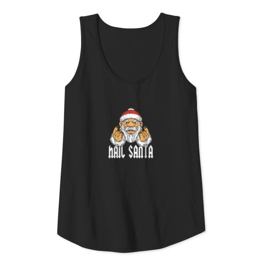 Hail Santa Metal & Rock Devils Horns Gift Tank Top