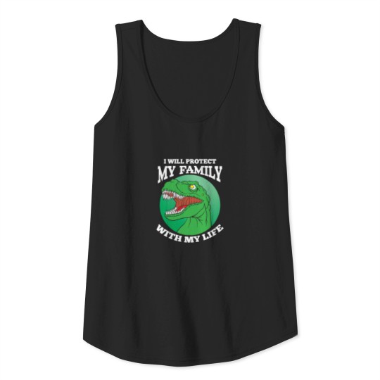 T-Rex T-Shirt for Dad I protect my family Tank Top