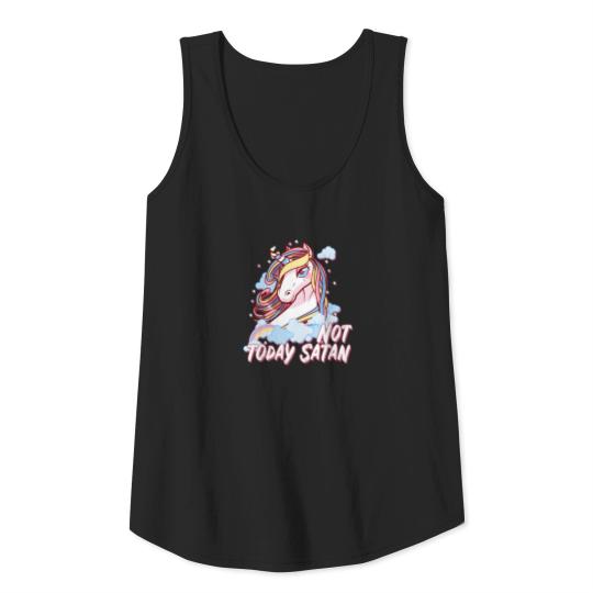 Not Today Satan product | Unicorn designs | Cute Tank Top