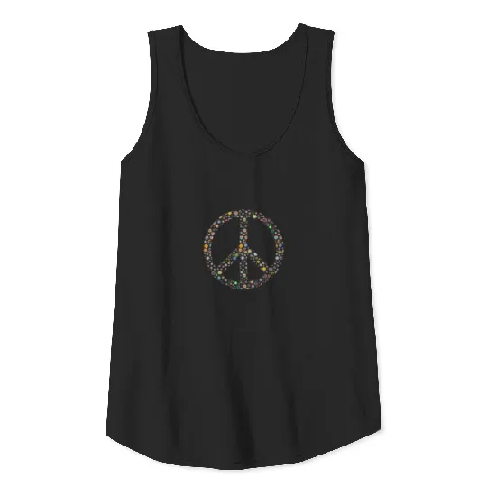Flower Peace Sign 1960's 70's Retro Tank Top