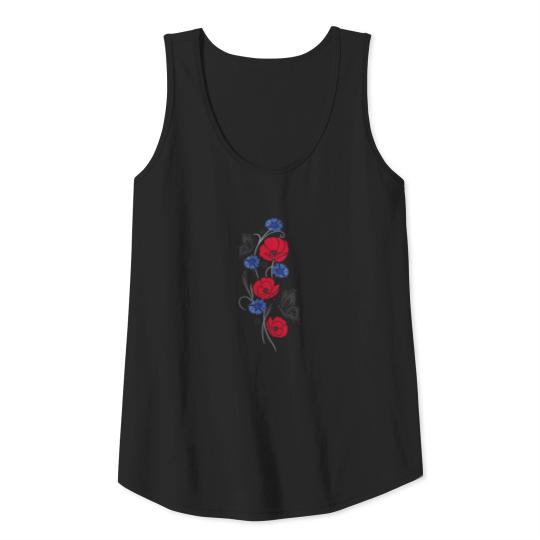 Poppies with Cornflowers and Butterflies. Summer Tank Top