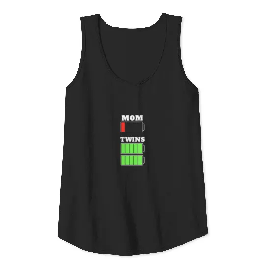 Tired Mom Low Battery Twin T-Shirt Tank Top