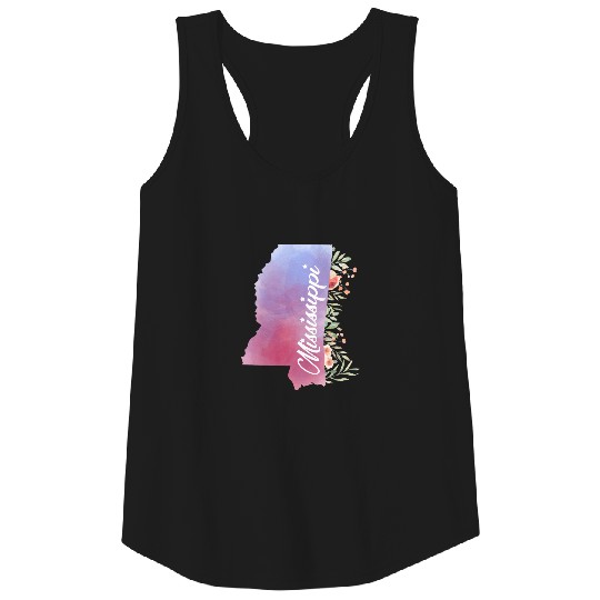 Map of Mississippi With Flowers Tank Top