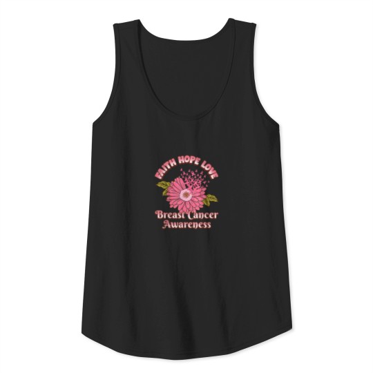 Faith Hope Love Breast Cancer Awareness Flower Tank Top