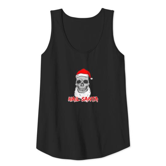 Hail Santa Satan Pun Christmas Holidays Skull Tank Top