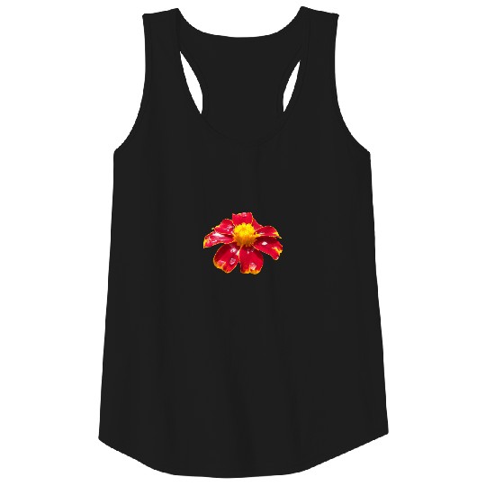 red marigold with raindrops, flower, bloom, nature Tank Top