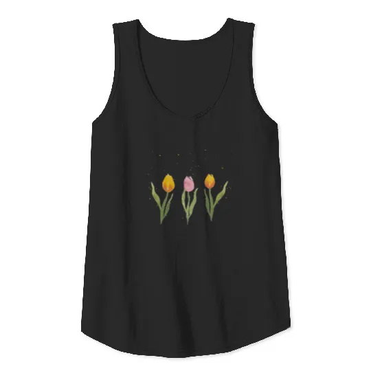 Hand drawn Watercolor Tulips Tank Top