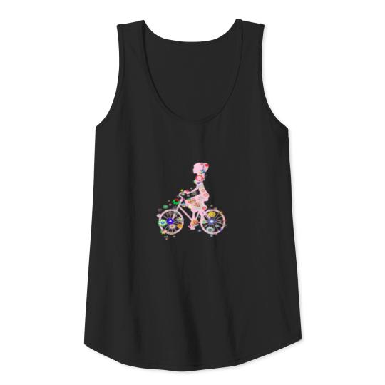 Bicycle bike dandelion gift flowers floral print Tank Top