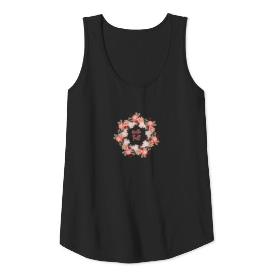 Hello Fall November Autumn Boho Bohemian Flowers Tank Top