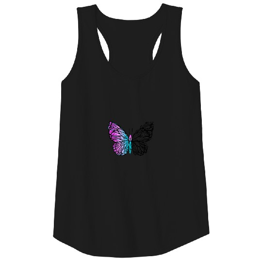 crystal butterfly neon pink blue Tank Top
