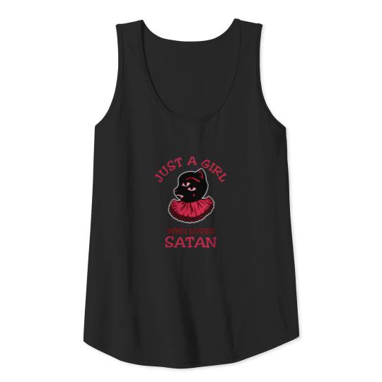 Just A Girl Who Loves Satan Cat Face Tank Top