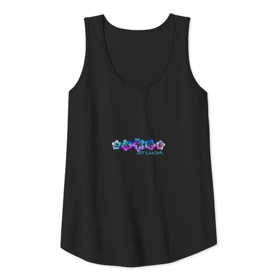 St Lucia Tropical Flower Design Vacation Beach Tank Top