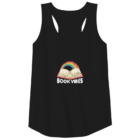 Vintage Book Reader Rainbow Reading Lover Tank Top