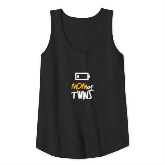 Womens Tired Twin Mom Low Battery Charge Mom Twins Tank Top