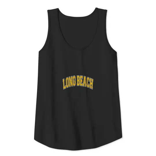 Long Beach Varsity Style Amber Text Gift Tee Tank Top