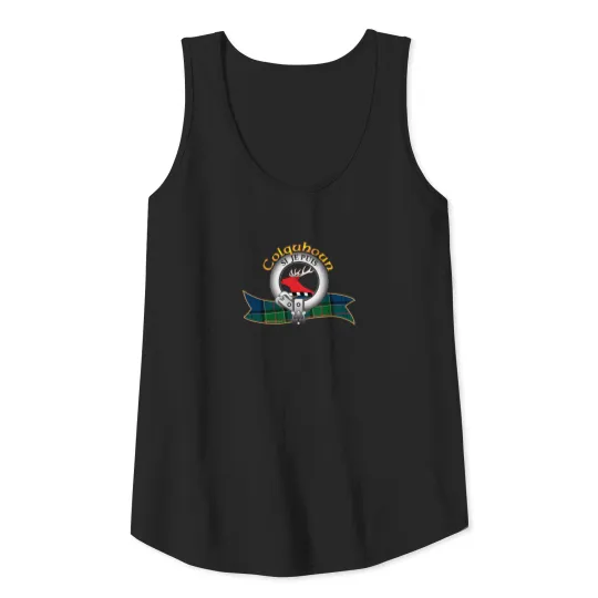Scottish Colquhoun Clan Tartan Crest A Hart'S Head Tank Top