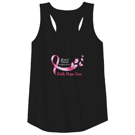 Womens Faith Hope Love Breast Cancer Month Tank Top