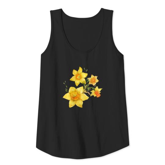 Daffodil Daffodils Yellow Water Color Flowers Spri Tank Top