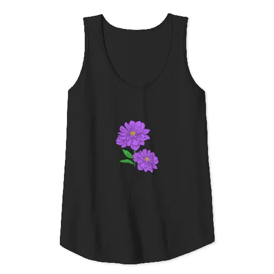 Violet Aster floral Hand Drawn Gardening Gift Tank Top
