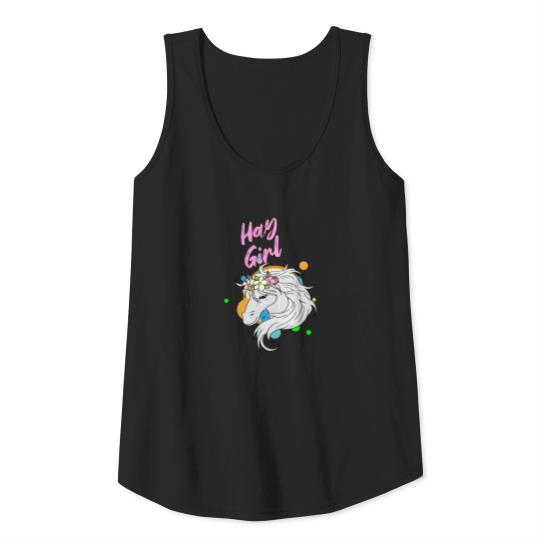 Hay Girl Floral Horse Horseback Riding Equestrian Tank Top
