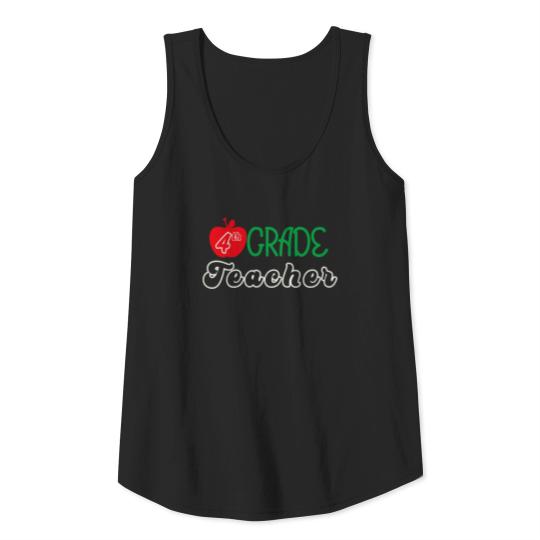 Retro 4Th Grade Teacher With Apple Tank Top