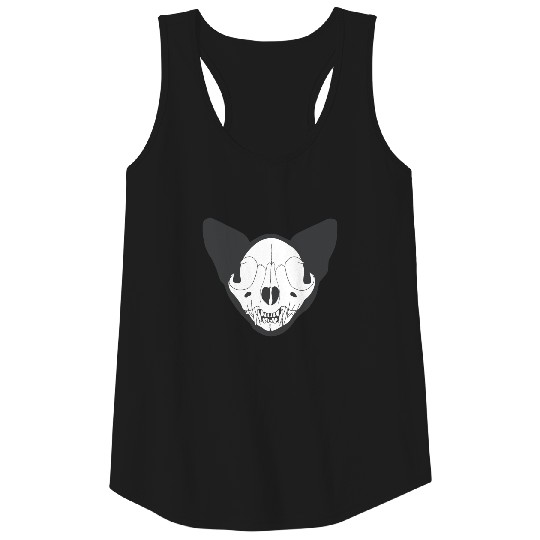 Spooky Cat Skull Halloween Design Tank Top