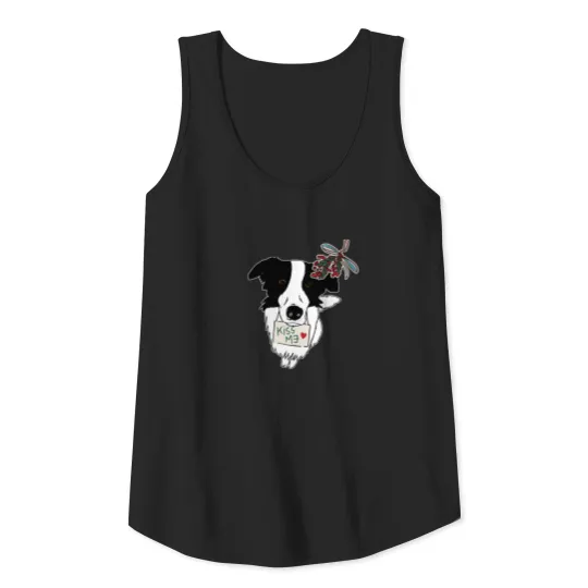 Kiss Me Dog With Mistletoe Tank Top