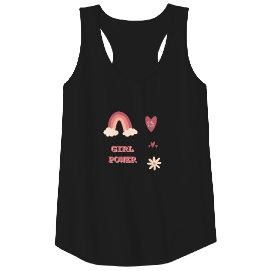 girl power, rainbow, heart, flower Tank Top