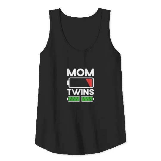 Funny Tired Twin Mom Battery Twin Mother Tank Top