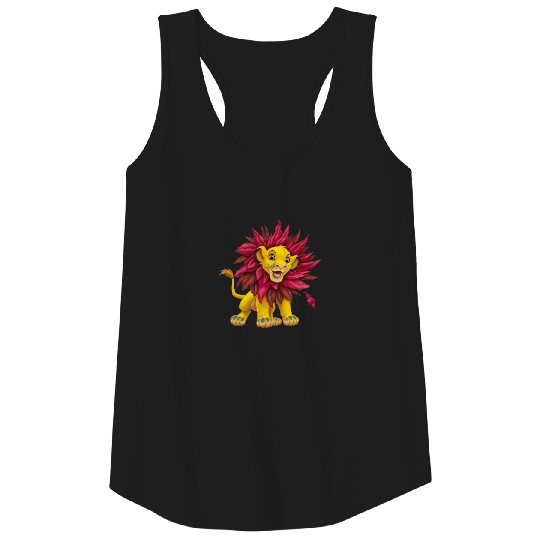 Discover Lion King Simba cub mane of pink red leaves Disney Tank Top