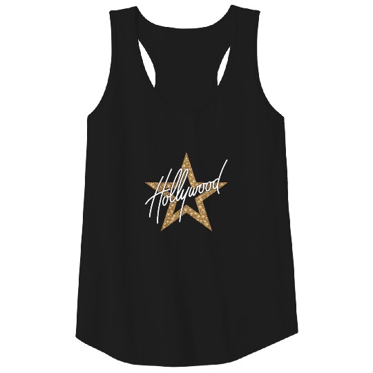 Hollywood White Hand Script With Star Tank Top