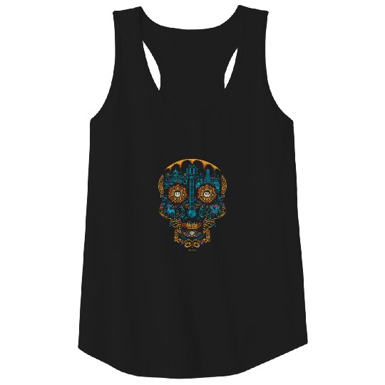 Disney Pixar Coco | Colorful Ornate Skull Guitar Tank Top