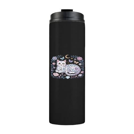 Cancer Zodiac Cat Mystical Art Thermal Tumblers