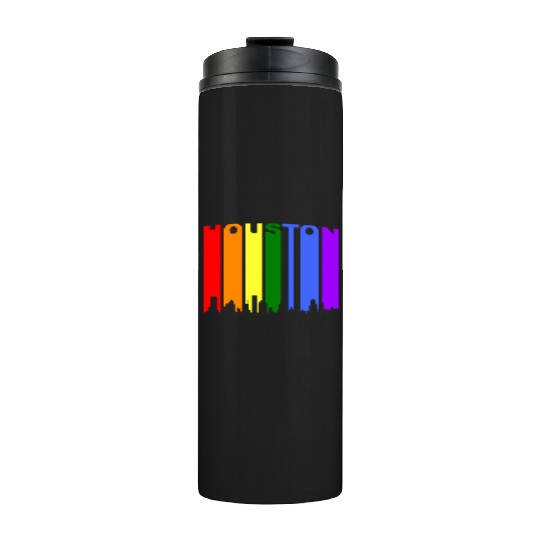 Houston Texas Rainbow Skyline LGBT Gay Pride Thermal Tumblers