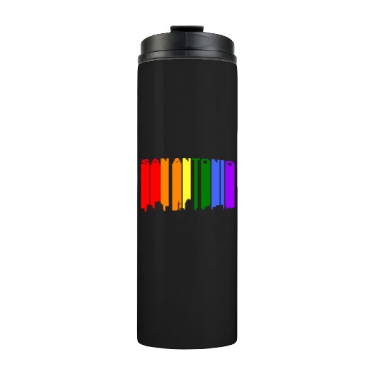 San Antonio Texas Gay Pride Rainbow Skyline Thermal Tumblers