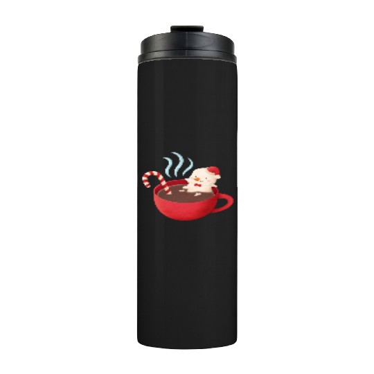 Cute Snowman in Hot Cocoa Thermal Tumblers