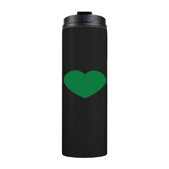 Dark Green Heart Thermal Tumblers