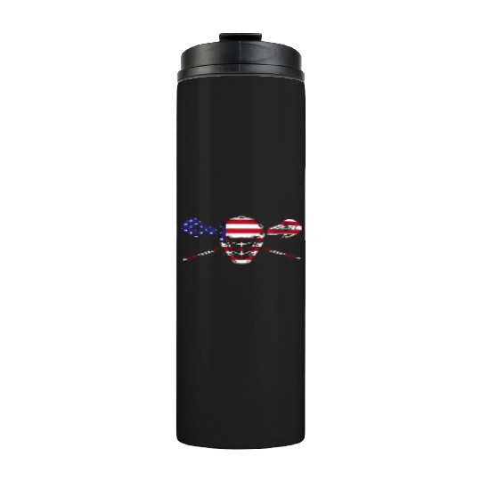 American Flag Lacrosse - Lacrosse Mask Gift Thermal Tumblers