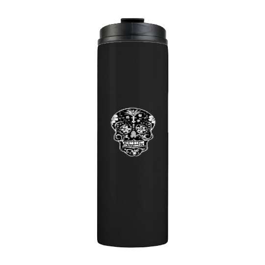 Day Of The Dead Sugar Skull Black Thermal Tumblers