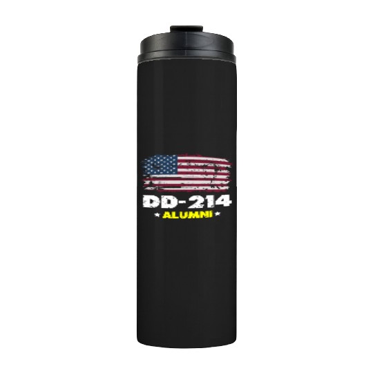 DD-214 Us Armed Forces Alumni American Flag Thermal Tumblers