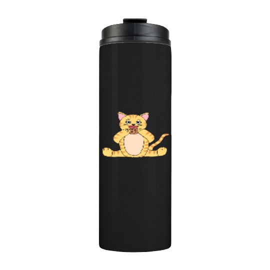 Cat Comic Fantasy Cokkies eating kitten kids Thermal Tumblers