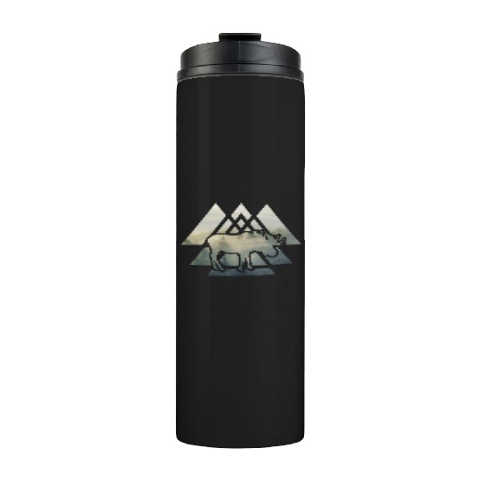 Elk Moose Silhouette Mountain Forest Thermal Tumblers