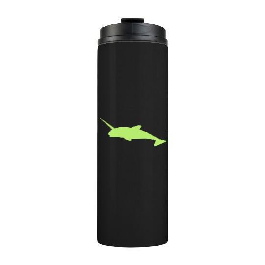 Sharp narwhal in green uniwhale Thermal Tumblers