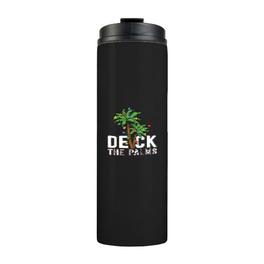 Deck The Palm Tree Lights Tropical Hawaii Family Thermal Tumblers