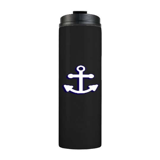 Nautical boat anchor in navy blue and white 3D Thermal Tumblers