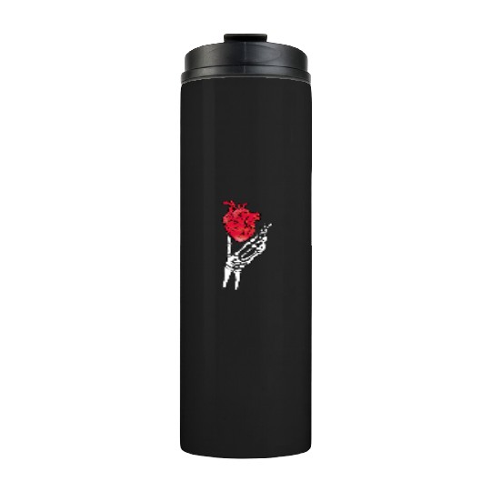 Skeleton hand and red heart Thermal Tumblers