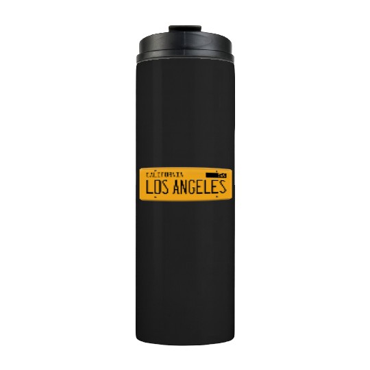Los Angeles California 1956 yellow license plate Thermal Tumblers