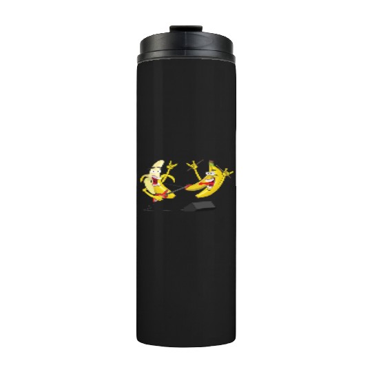 Guitar Drummer Music playing Bananas Cute Musician Thermal Tumblers