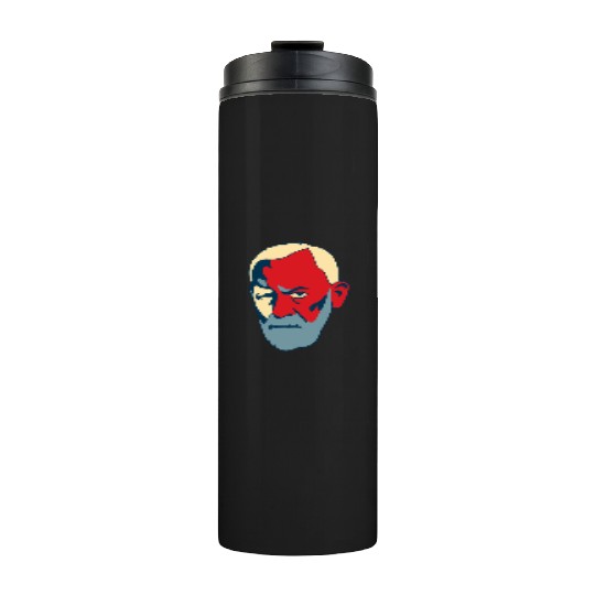 Sigmund Freud Portrait - Red and Blue Thermal Tumblers