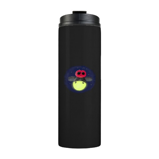 Cute lightning bug firefly cartoon illustration Thermal Tumblers